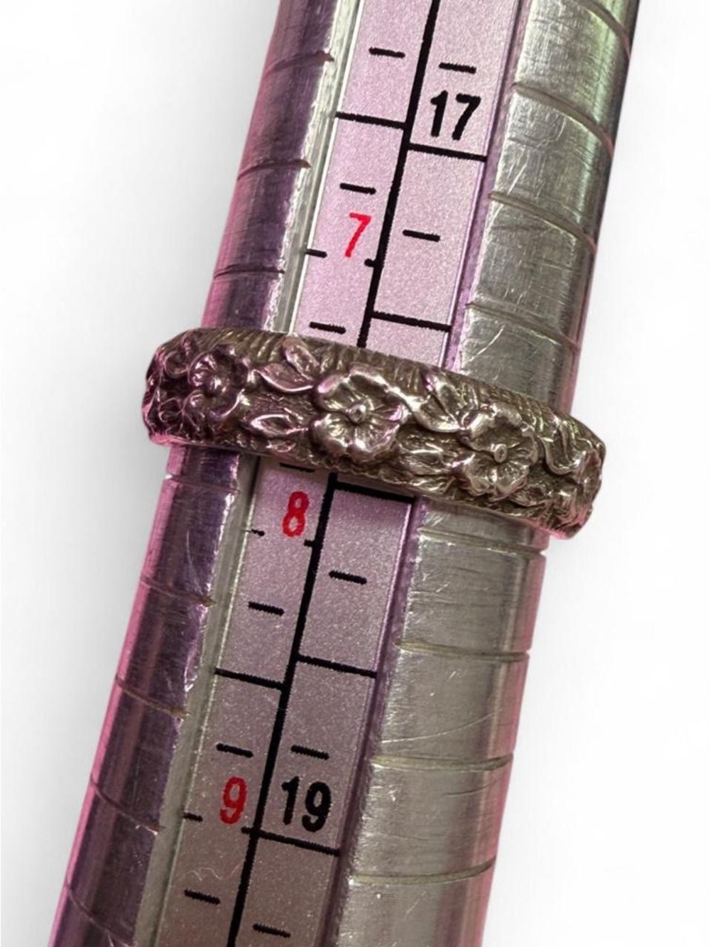Vintage Sterling Silver Forget Me Not Floral Band Ring